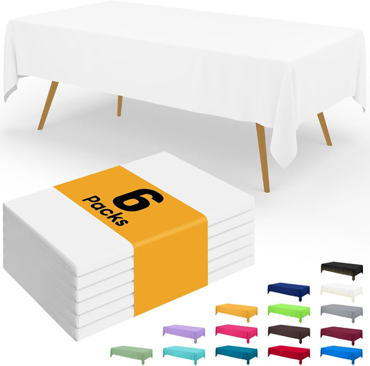 Smiry Disposable Table Cloth - 6 Pack, 54 x 108 Inch Waterproof Rectan