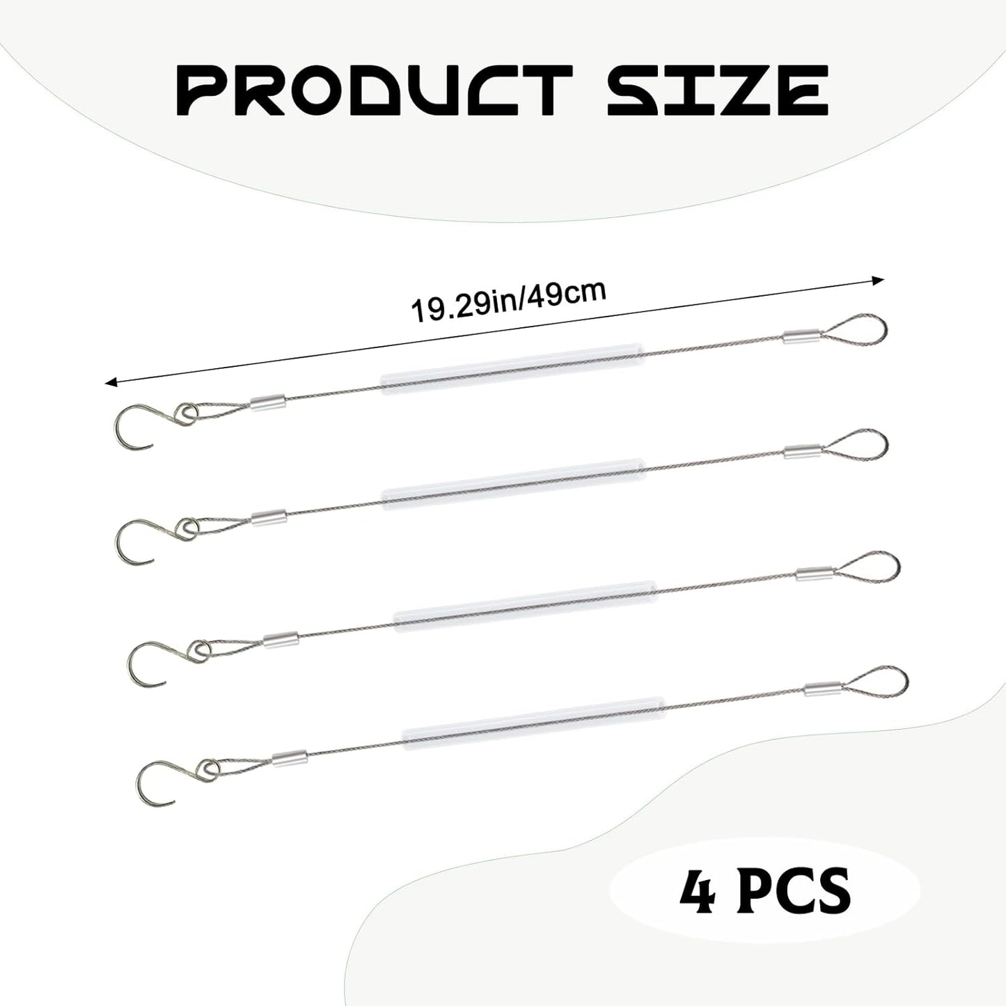 4 Pcs 19.29 Inch Bird Feeder Hanger for Tree with S-Hook Hanging Cable Tree Limb Hanger Protector Stainless Steel Cable for Bird Feeders, Birdhouses, Potted Plants, Outdoor Decorations