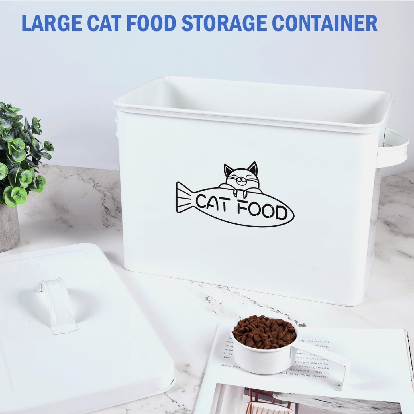 Large Dog and Cat Food Storage Container, Farmhouse Pet Food Storage Containers with Lid and Dry Food Scoop, Durable Airtight Cat Container 12-13 lbs Capacity, Great Gift for Pet Owners