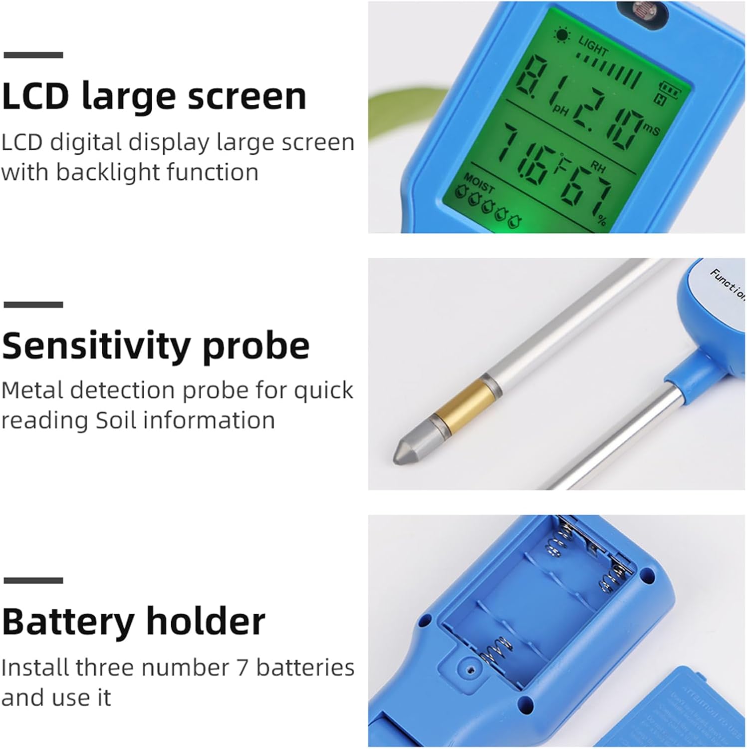Soil Testing Set for Home Garden and Greenhouses 6 in 1 Functionality 