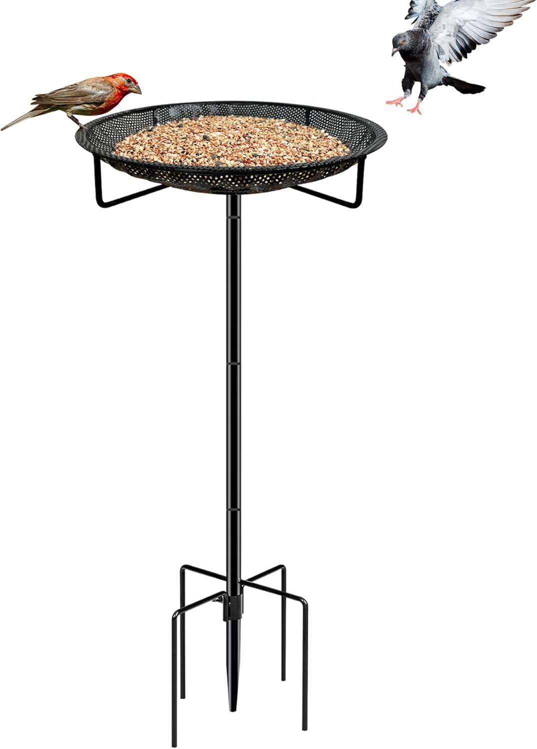 Standing Bird Feeder Tray,11.8" Stainless Steel Large Platform Bird Fe