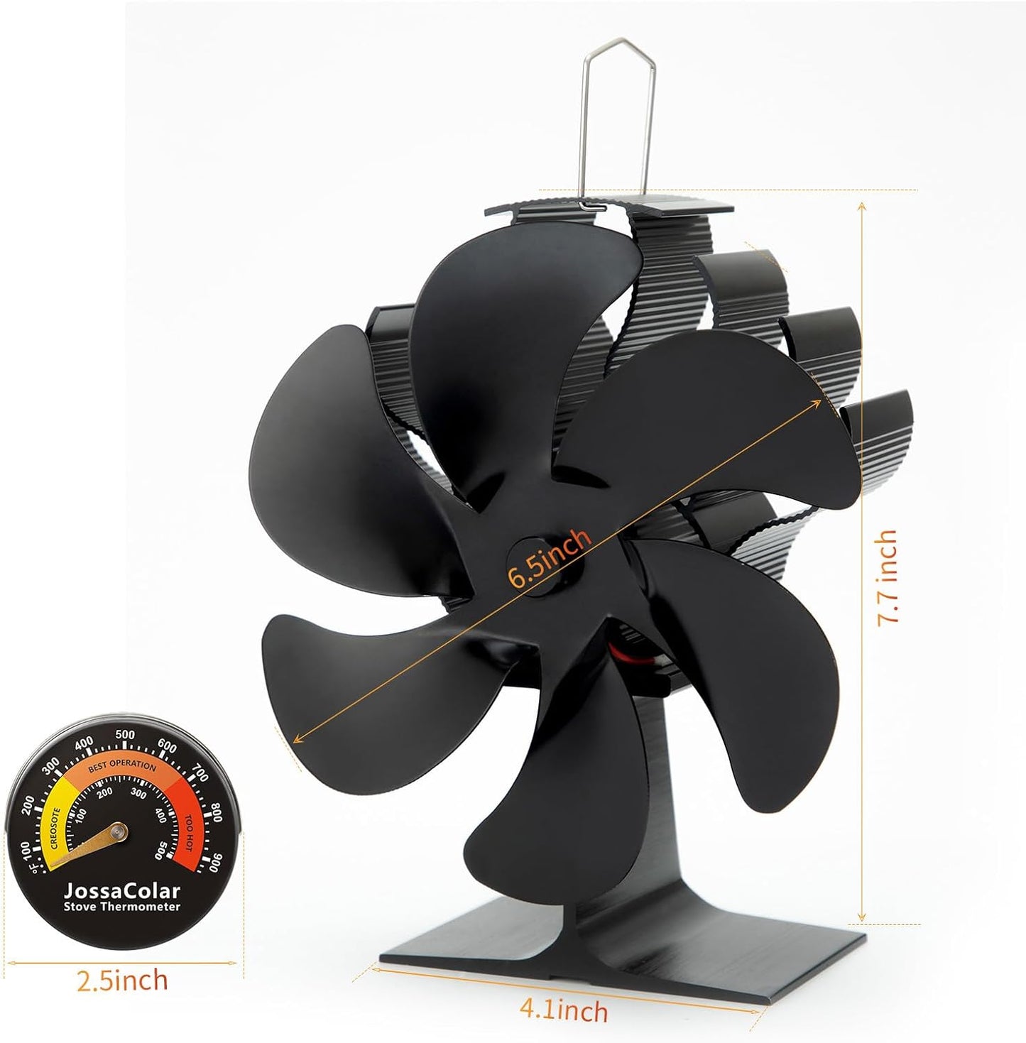 Wood Stove Fan Heat Powered Fireplace Fan Non Electric, Thermal Fan for Wood Burning Stove//Log Burner, w/Stove Accessories Thermometer