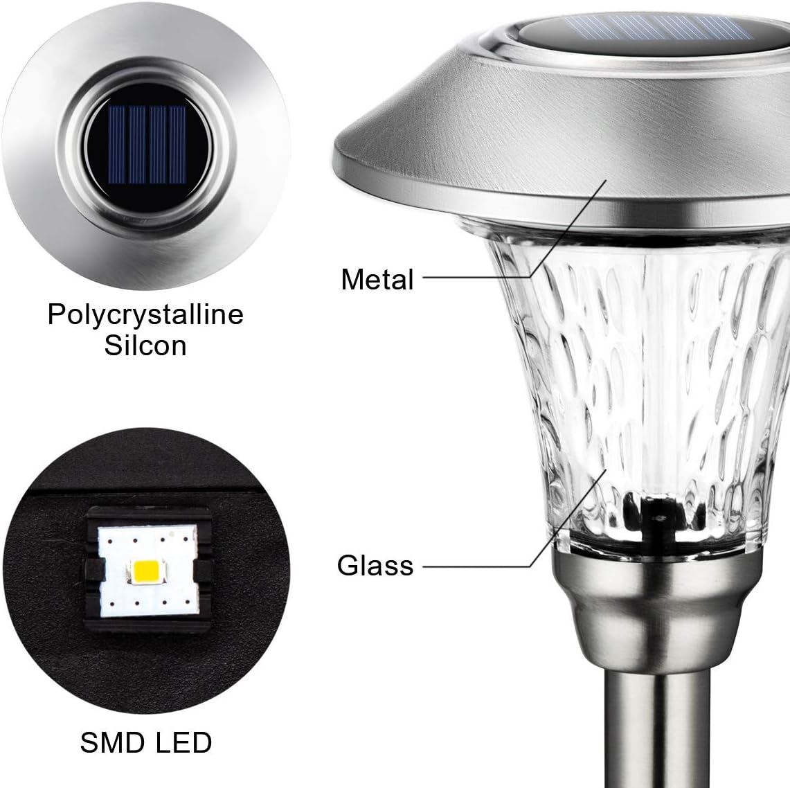 GIGALUMI Solar Pathway Lights, 8 Pack Solar Light Outdoor Waterproof, 