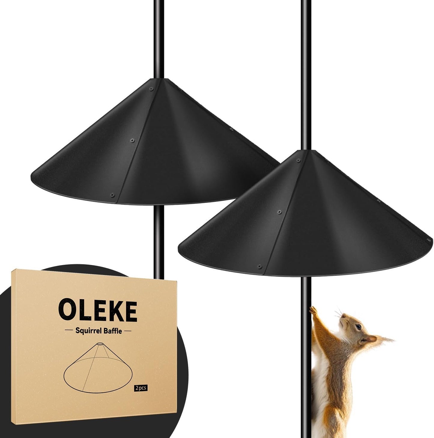 2 Pack Squirrel Baffle for Bird Feeder Pole, Outside Pole Mount Bird H