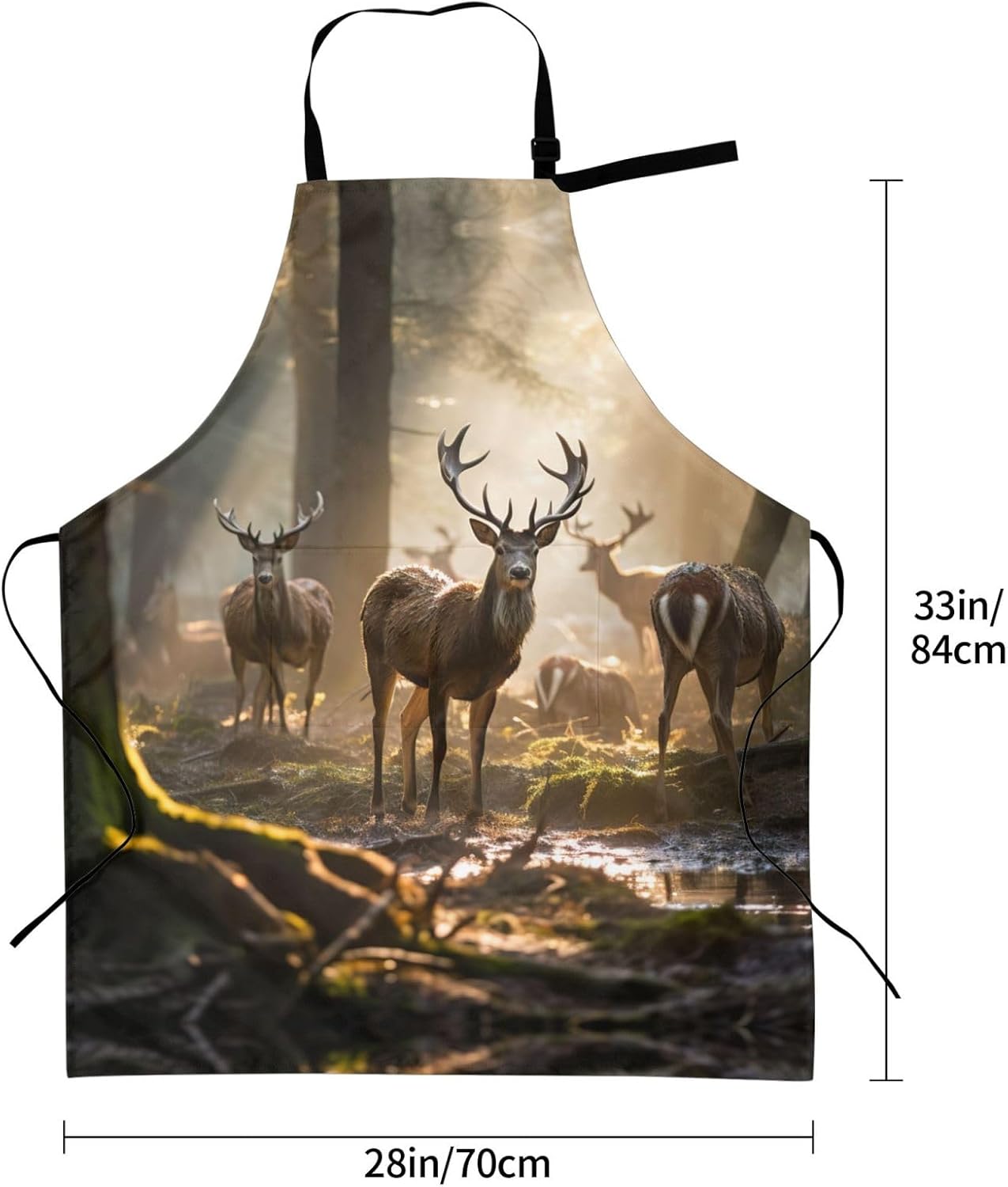 Deers Picture print Waterproof apron with pocket adjustable cooking apron for adult kitchen bibs to bake