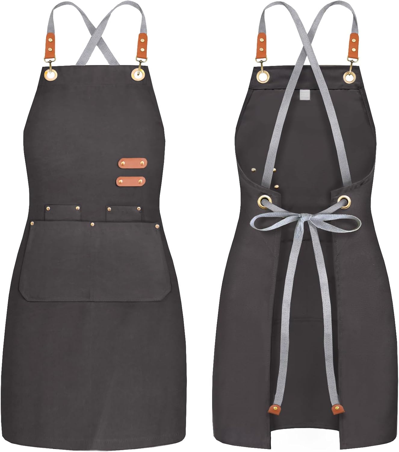 chef apron bib tool apron for man woman cross back straps with 4 pocke