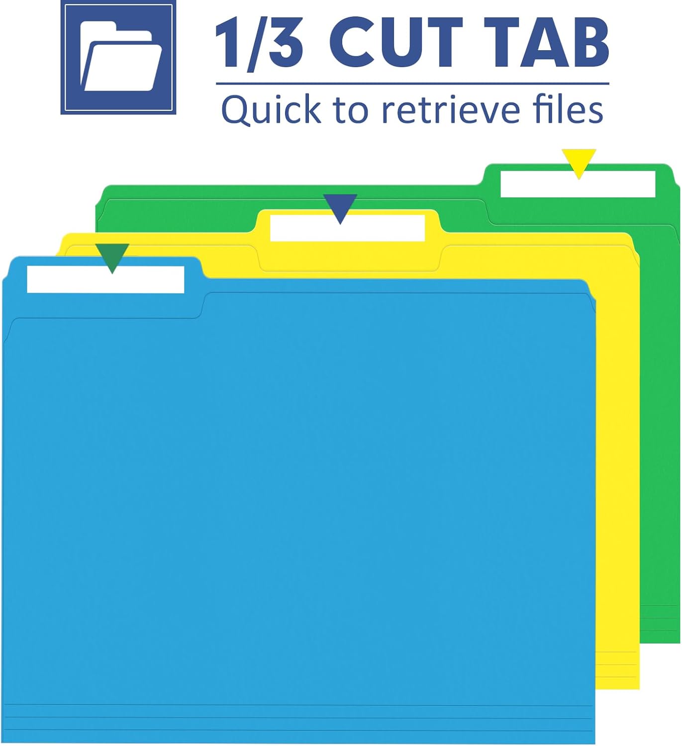 File Folder, PANDRI 120 Pack Colored File Folder, 1/3 Cut Tab, Letter 