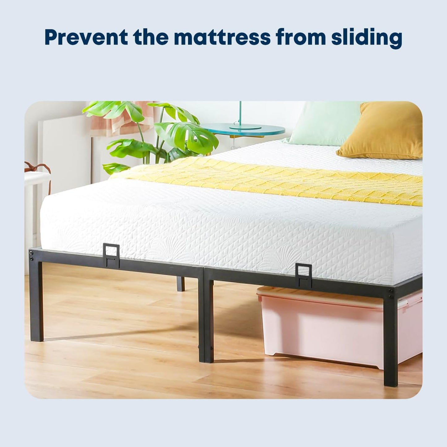 Non Slip Mattress Gaskets, Mattress Holder in Place Gripper for Metal Bed Frame, Keep Mattress from Sliding Gripper, Adjustable, 6 PCS, Black