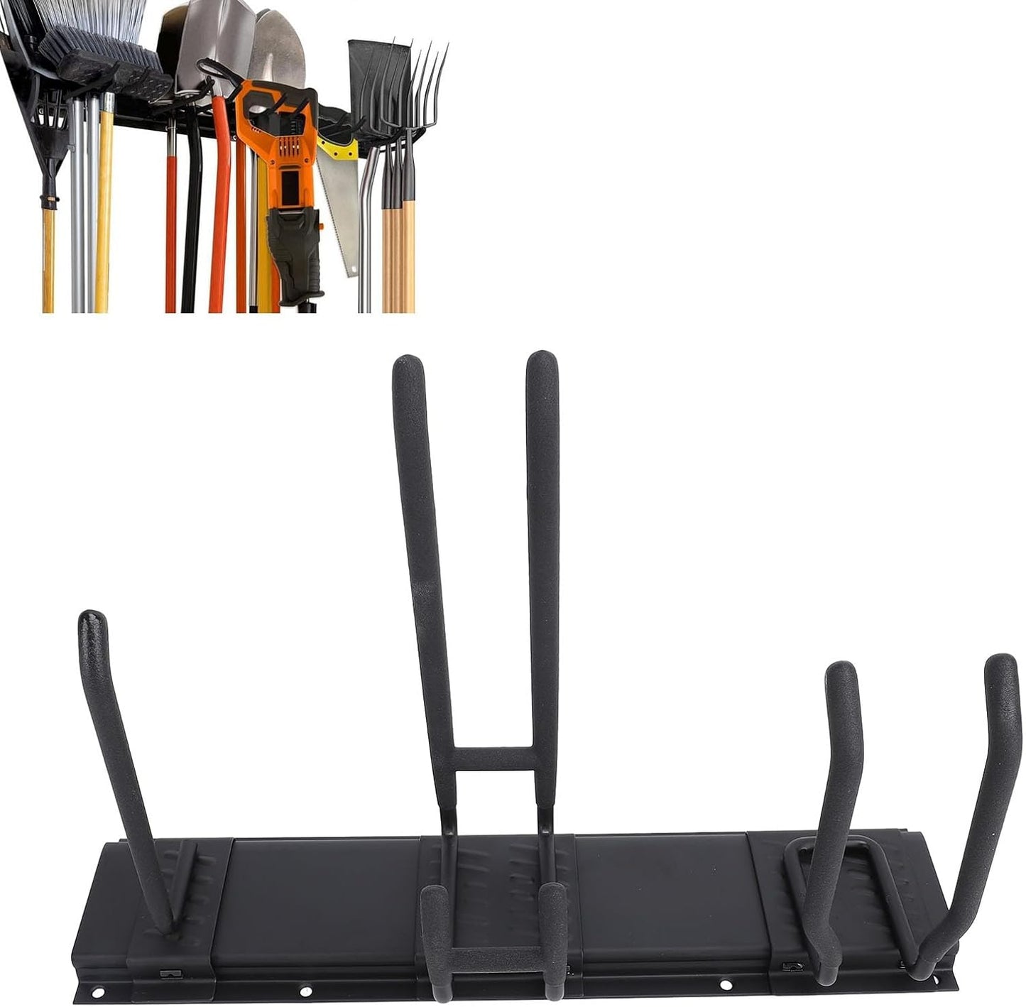 lyrlody Garage Garden Tool Organizer, Wall Mount Tool Storage Rack Ste