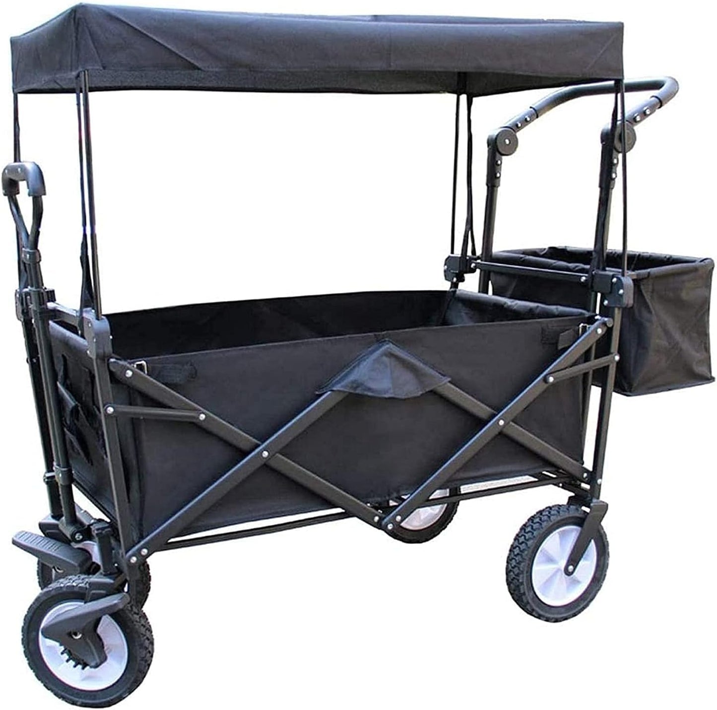 Portable Camping Cart,Outdoor Beach Wagon A Terrain Folding Utility Wagon with Canopy Outdoor Coapsible Garden Cart Transport Heavy Duty Folding Portable Hand Cart for ping Campi