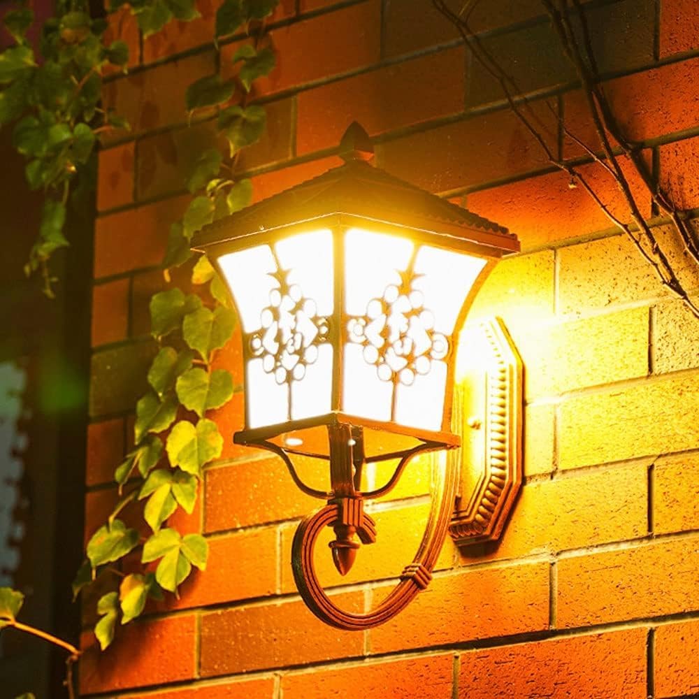 Outdoor Wall Lights,Solar LED Blessing Die-cast Aluminium Intelligent Wall Lamp,Chinese Vintage Outdoor Wall Sconce, for Garage, Entryway, Hallway, Garden