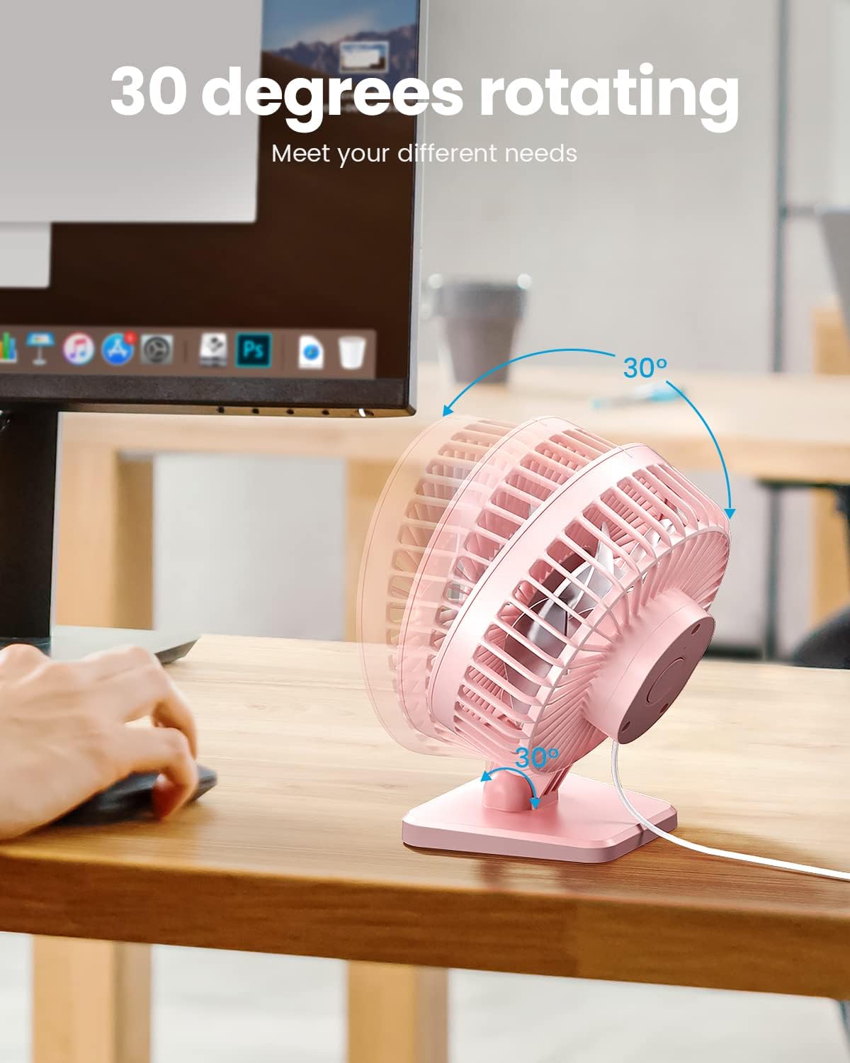 Gaiatop USB Desk Fan, Small But Powerful, Personal Portable Quiet 3 Sp