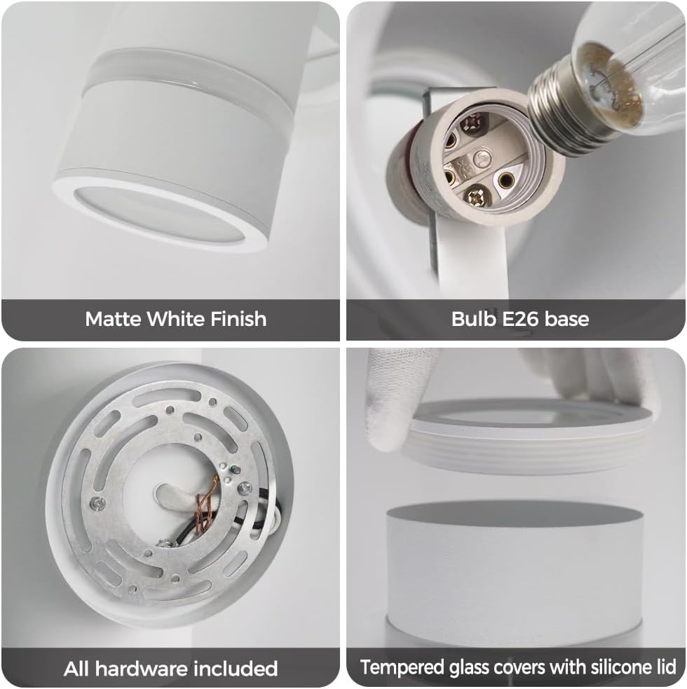 Cerdeco Stainless Steel Modern Porch Light Outdoor Wall Lighting Cylinder Wall Sconce Suitable for Garden & Patio,White Finished[ UL-Listed ]