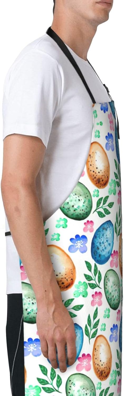 Easter Eggs print Waterproof apron with pocket adjustable cooking apron for adult kitchen bibs to bake