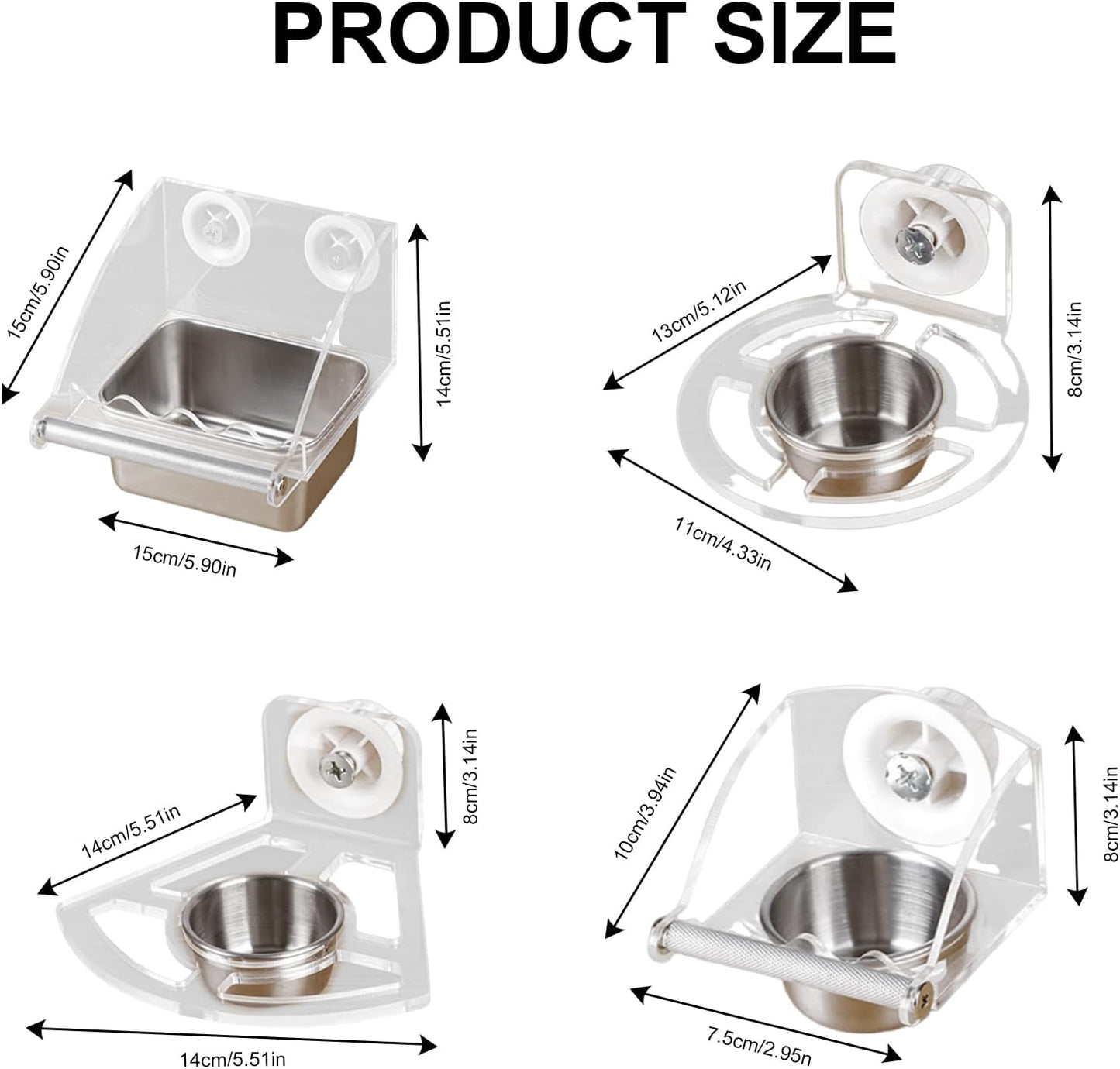 Bird Feeding Bowl Feeding Food Box Pet Parrots Cage Feeders Parrots Feeders Cage for Budgies Cockatiels Finches