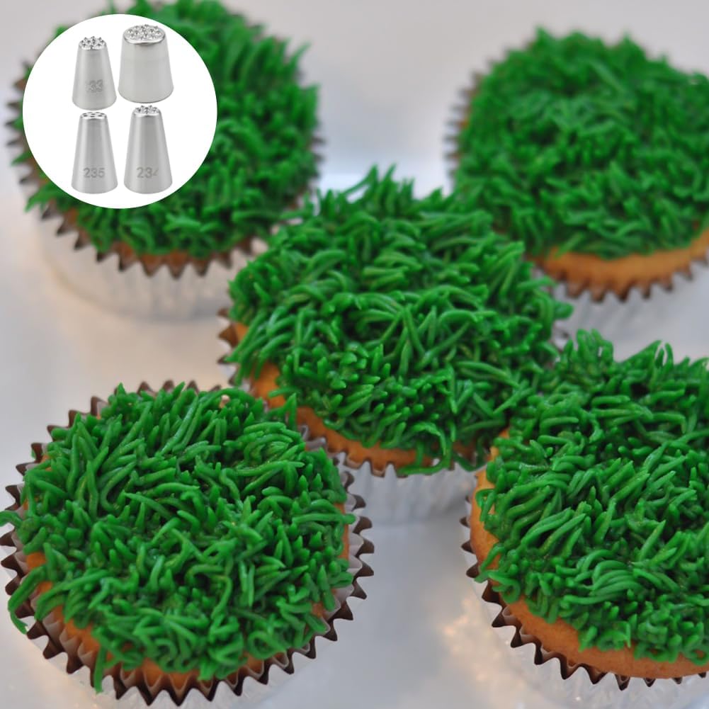 4 PACK Grass Icing Nozzles Set, Grass Cream Icing Piping Nozzles Tips 