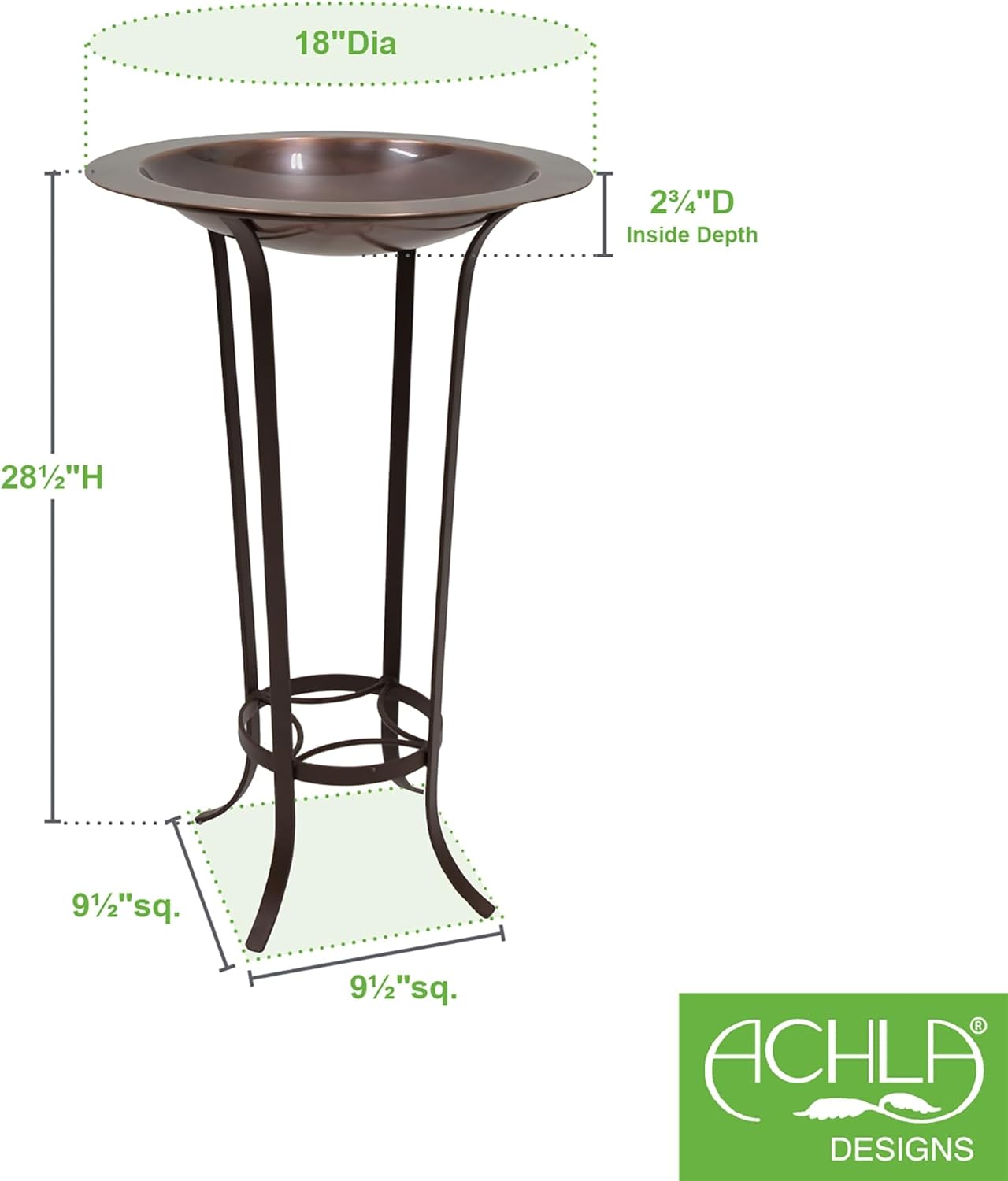 18" Classic Copper Birdbath- Tulip Stand