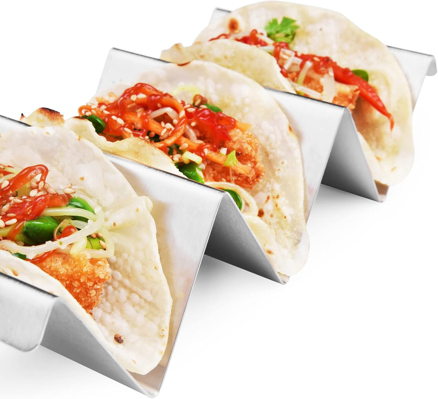 Taco Holders 4 Packs - Stainless Steel Taco Stand Rack Tray Style, Ove