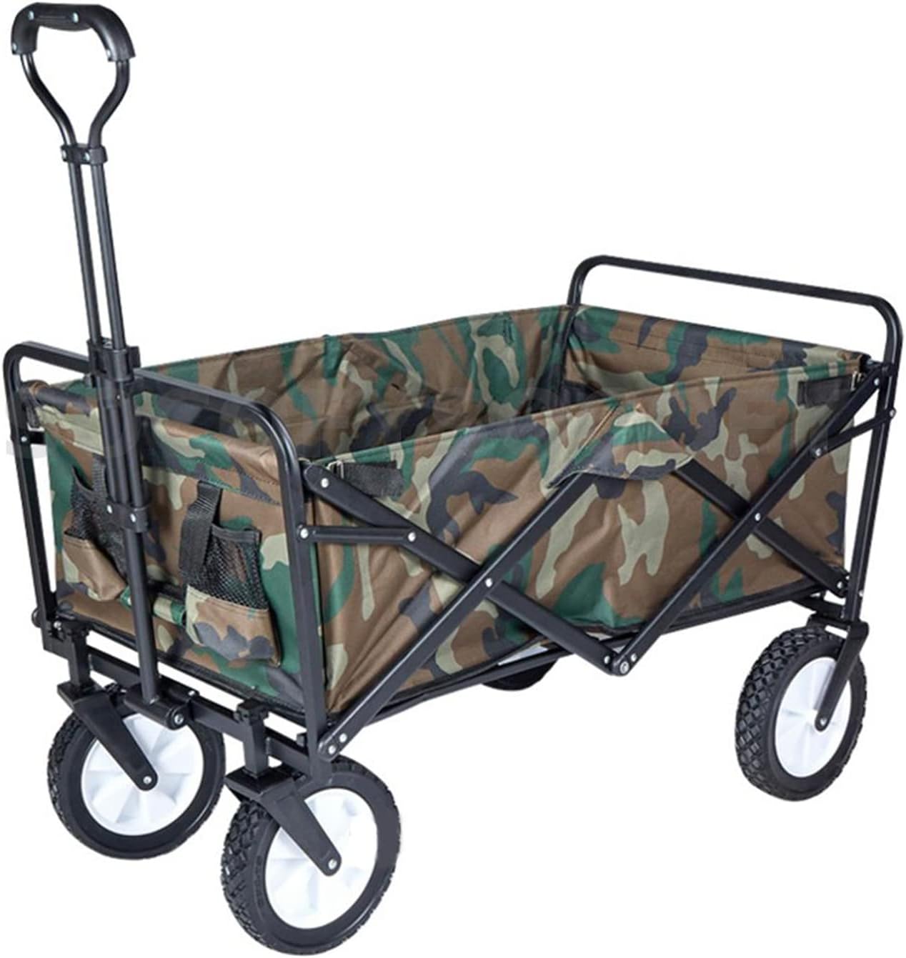 Collapsible Folding Picnic Wagon Cart - Portable Utility Hand Cart for Beach, Camping & Groceries - Adjustable Handle, Durable & Lightweight Outdoor Transport Solution