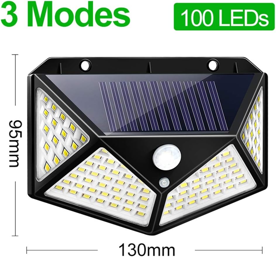 Wall Light Solar Light Outdoor Solar Lamp with Motion Solar LED Light Waterproof Sunlight Powered for Garden Decoration (Size : 4 Piece 102 LEDs) (1 Piece 100 LEDs)