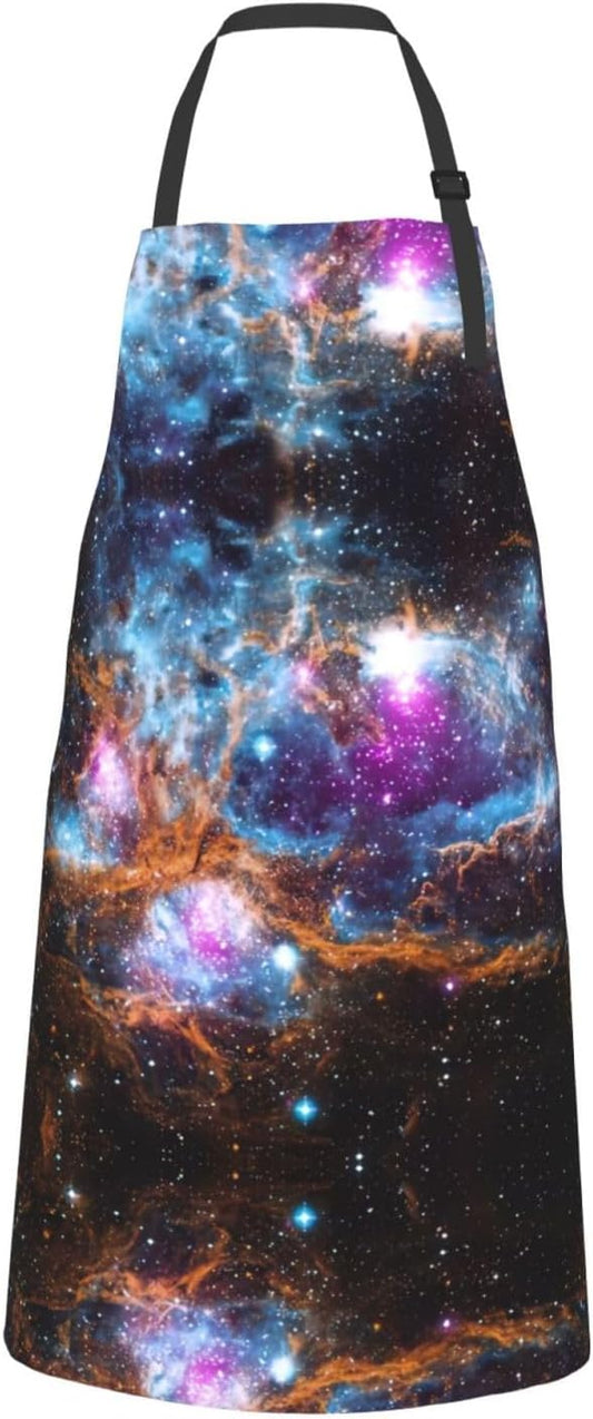 Universe Galaxy Space print Waterproof apron with pocket adjustable cooking apron for adult kitchen bibs to bake