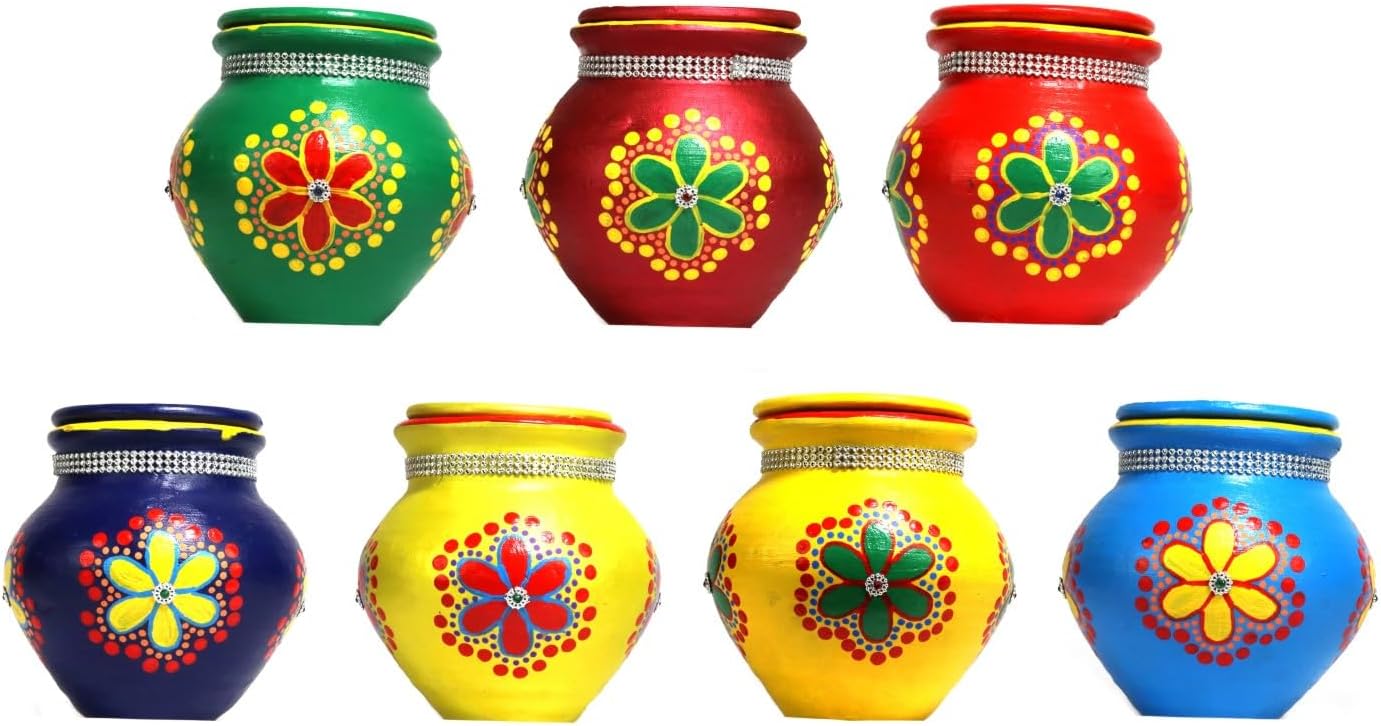 ASHIRWAD Mitti Kalash Soil Earthen Clay Terracotta Mud Mati for Puja M
