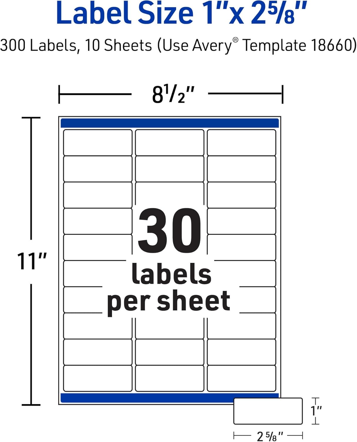Avery Printable Address Labels with Sure Feed, 1" x 2-5/8", Matte Clea