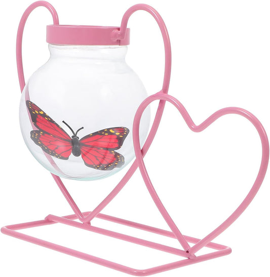 PRETYZOOM Glass Hydroponics Planter Vase with Iron Stand, Desktop Flow