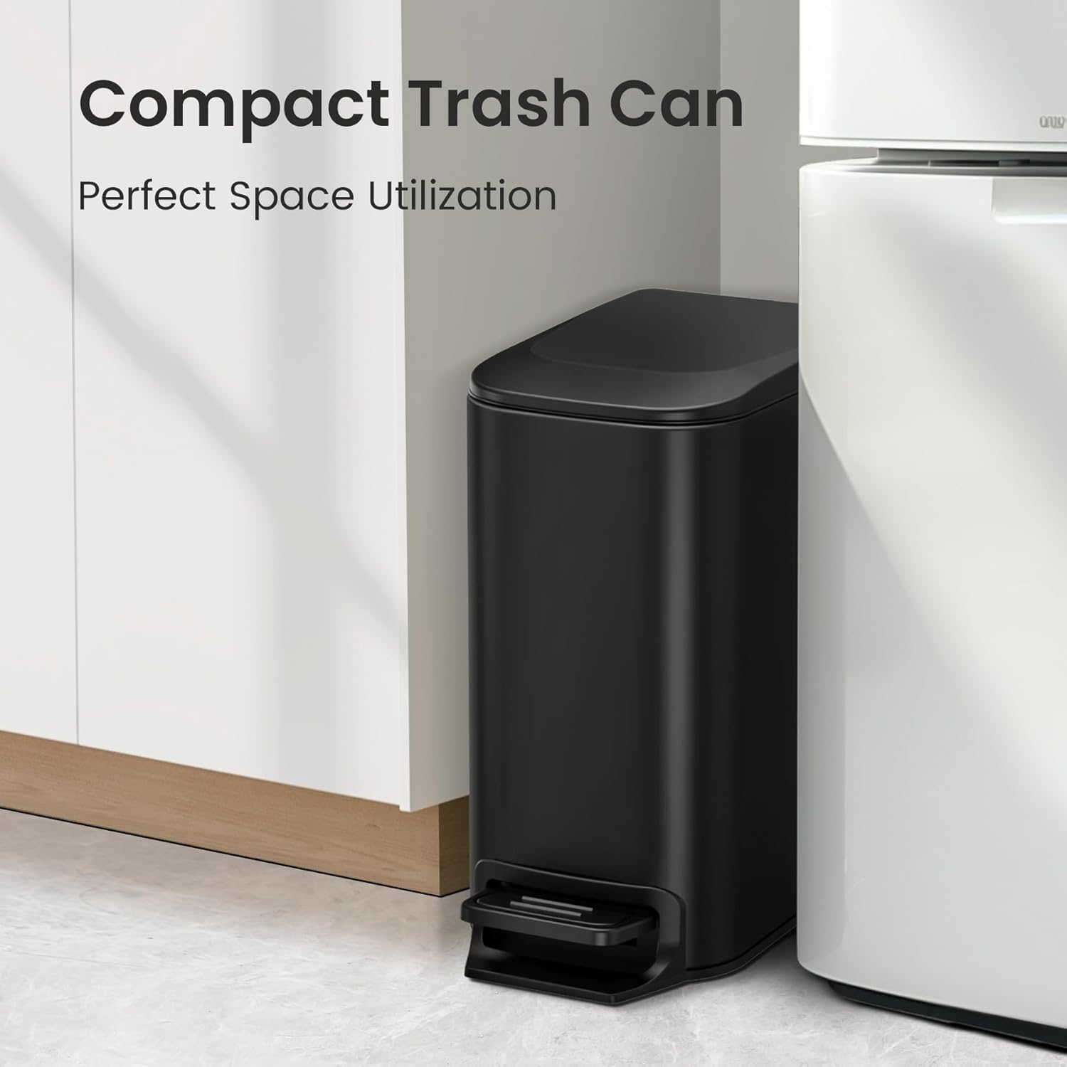 Cesun Small Bathroom Trash Can with Lid Soft Close, Step Pedal, 6 Lite