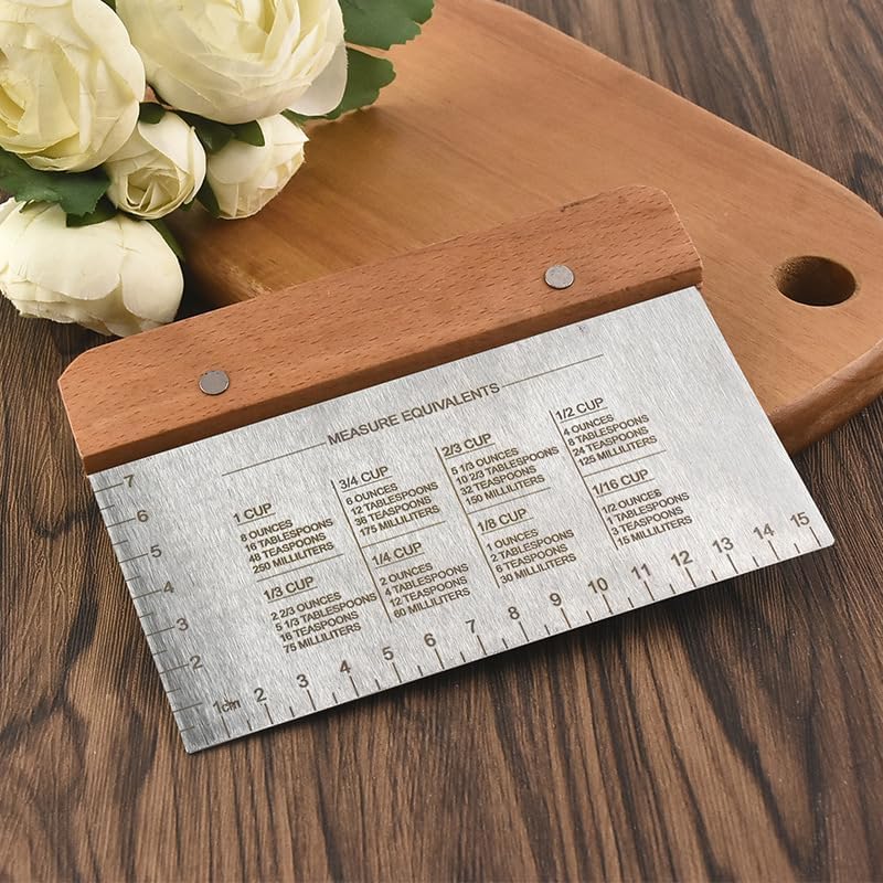 Dough Scraper & Bench Scraper Kitchen – Stainless Steel Sourdough Tools – Dough Cutter for Sourdough Bread, Pizza, and Flat Top Griddles – Chef Approved