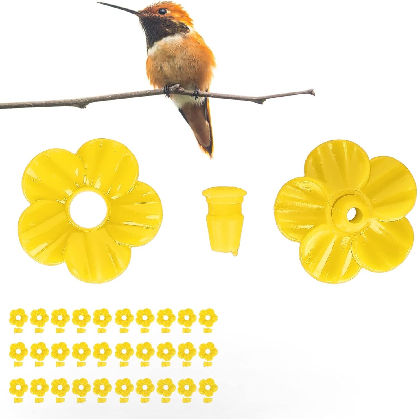 Hummingbird Feeder Flowers, Multicolor Unique Shape Bird Feeder Replacement Flowers for Home Yellow