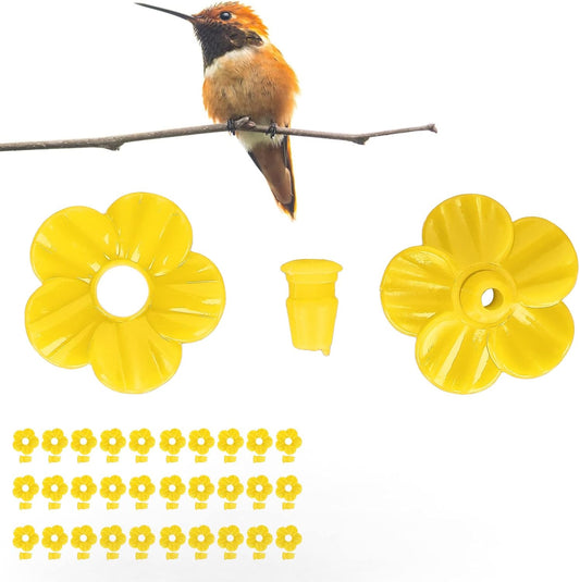 Hummingbird Feeder Flowers, Multicolor Unique Shape Bird Feeder Replacement Flowers for Home Yellow