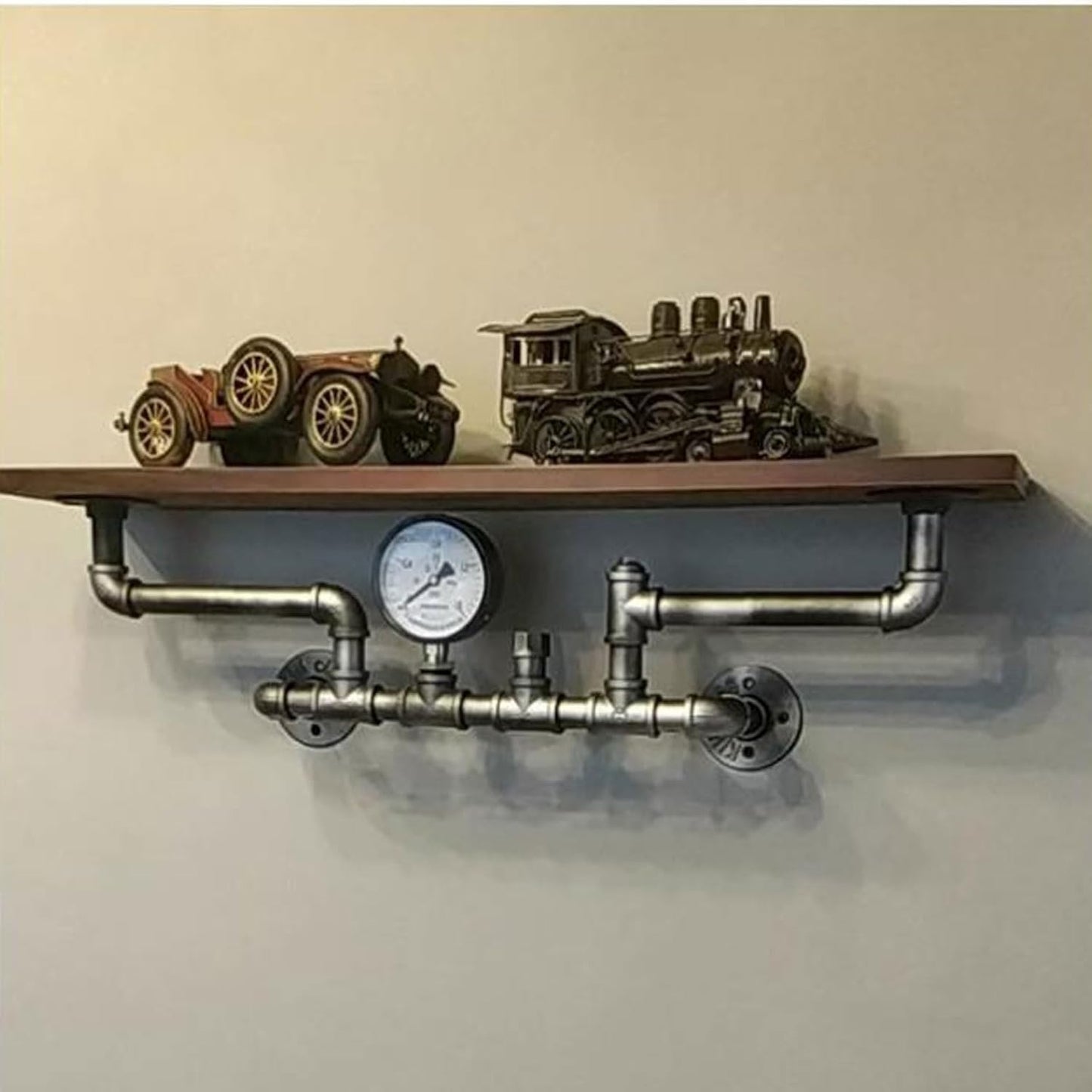Floating Shelves Retro Water Pipe Design Floating Shelves, Wall Shelf Indoor Outdoor, Industrial Decorative Shelving Unit for Wall, Wall Hanging Plant Stand, Storage Organizer Shel