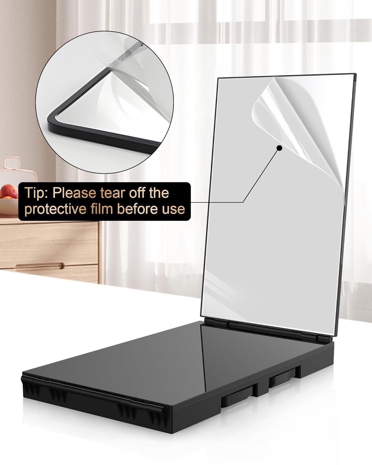JUSRON 360 Viewing Angle Self Hair Cutting Mirror, Clear Anti-Fog HD G