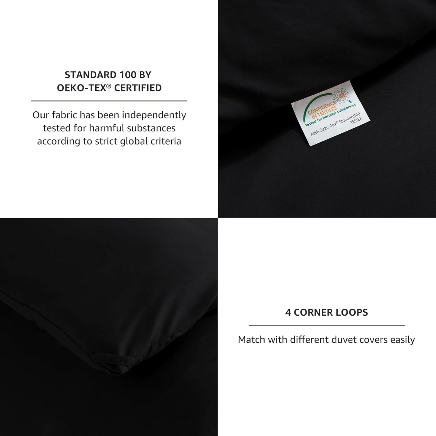 CozyLux Queen Comforter Set Black, 3 Pieces Solid Comforters Queen Size Breathable Quilted Bedding Sets, Luxury Soft Microfiber Down Alternative Comforter for All Season (1 Comforter & 2 Pillowcases)