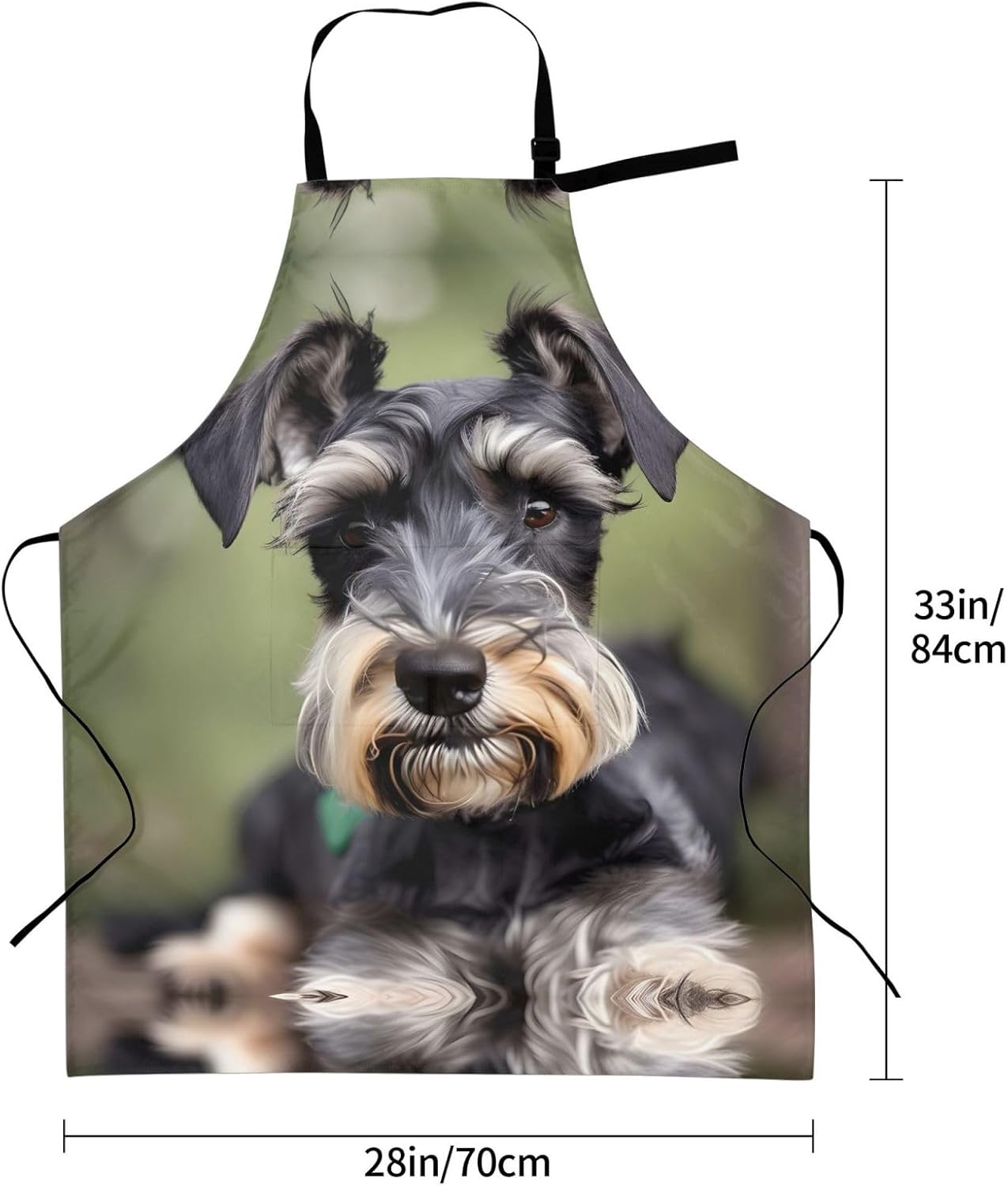 adorable schnauzer Print Laundry apron 28x33 In Waterproof Kitchen Apron with Pockets for Cooking Baking