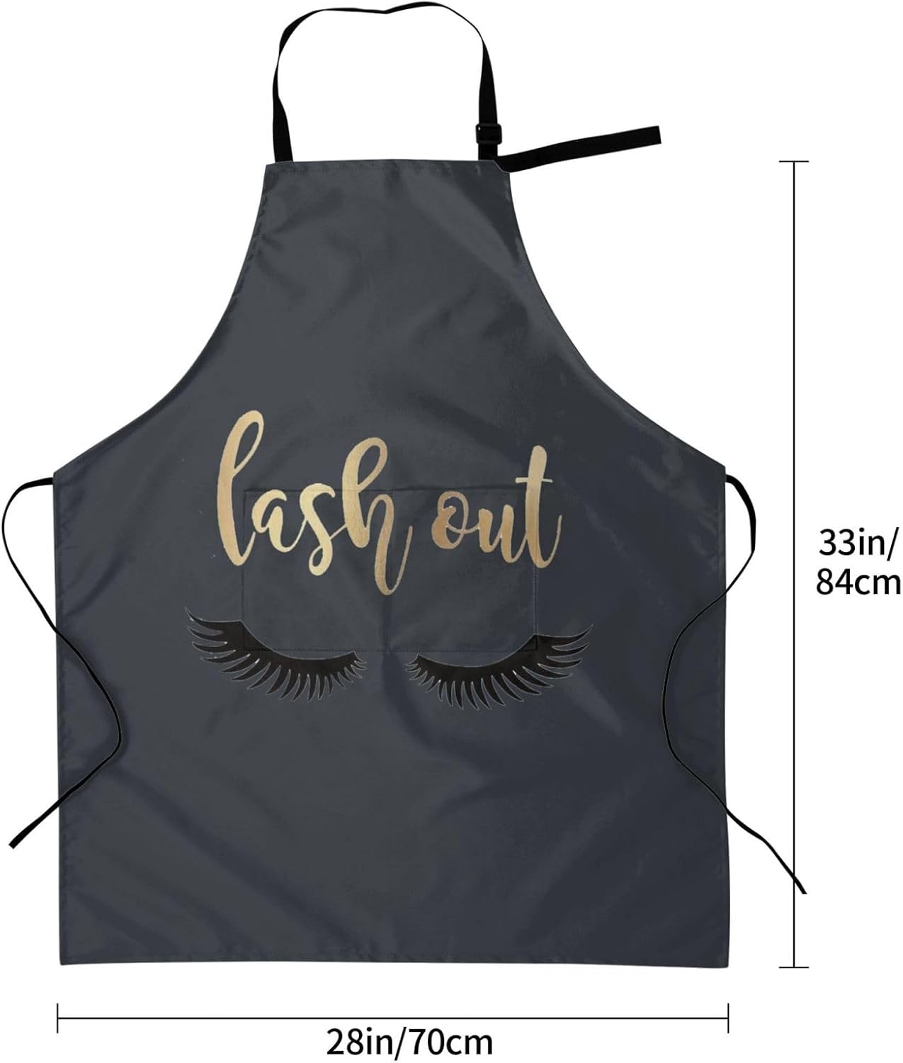 Eyelash print Waterproof apron with pocket adjustable cooking apron for adult kitchen bibs to bake