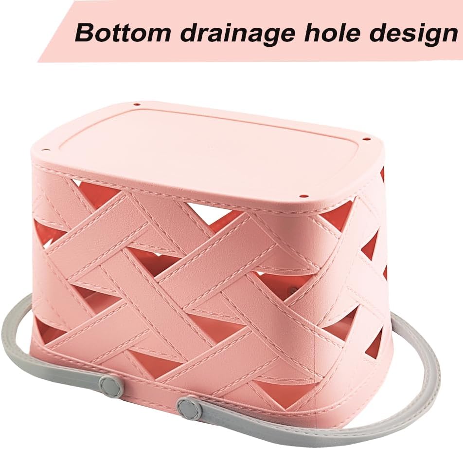 Portable Shower Caddy 2 Pack, Tote Plastic Storage Basket with Handle Shelf Organizers Bin for Bathroom, College Dorm, Kitchen, Garden, Camping, Cleaning Supplies (White 2 pcs)