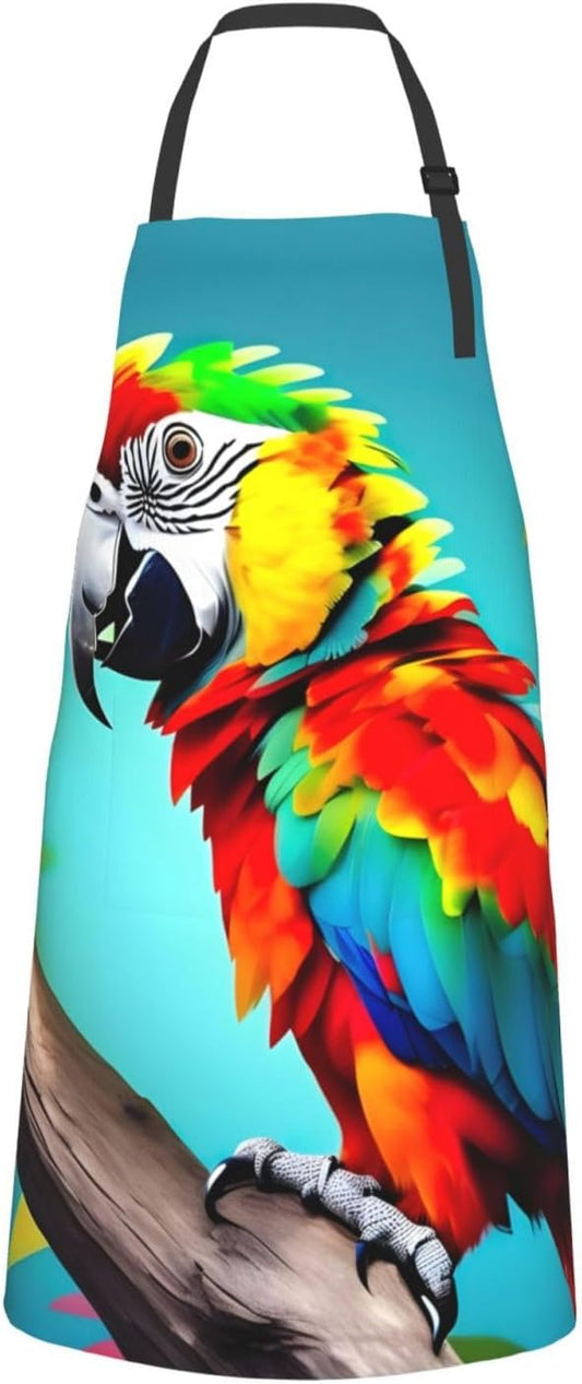 Parrots On Tree print Waterproof apron with pocket adjustable cooking apron for adult kitchen bibs to bake