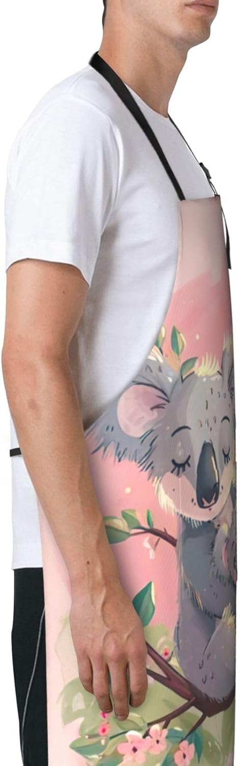 Koala Bear Print Laundry apron 28x33 In Waterproof Kitchen Apron with Pockets for Cooking Baking