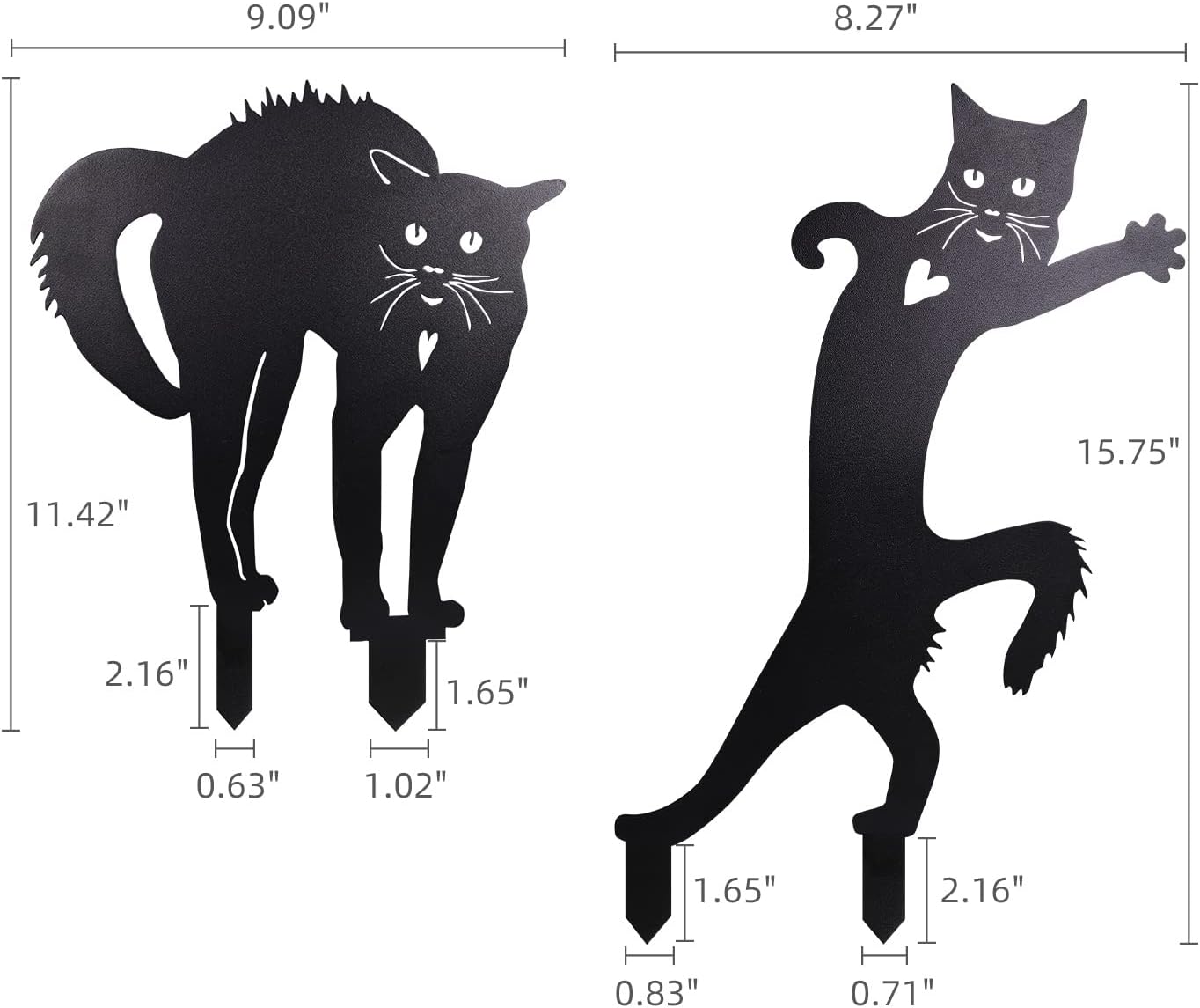 2 PCS Cat Silhouette Yard Art Garden Decorative Stake Hollow Out Anima