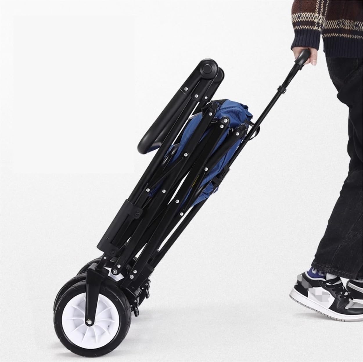 Portable Camping Cart,Heavy Duty Folding Beach Camping Trolley Cart with 4 Wheels Outdoor Garden Shopping and Fishing Wagon Pull Truck for Festivals (Blue)