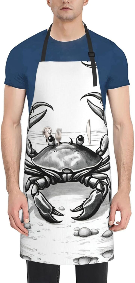 cartoon crab 1 print Waterproof chef's apron with pocket apron for kitchen cooking baking barbecue and gardening