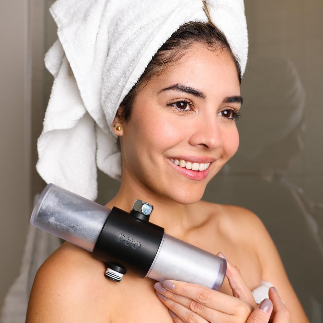 Weddell Duo Shower Filter – NSF Certified Shower Filter for Chlorine Reduction, Lead-Free, Easy Installation, Award-Winning Filter for Healthier Hair & Skin (Black)
