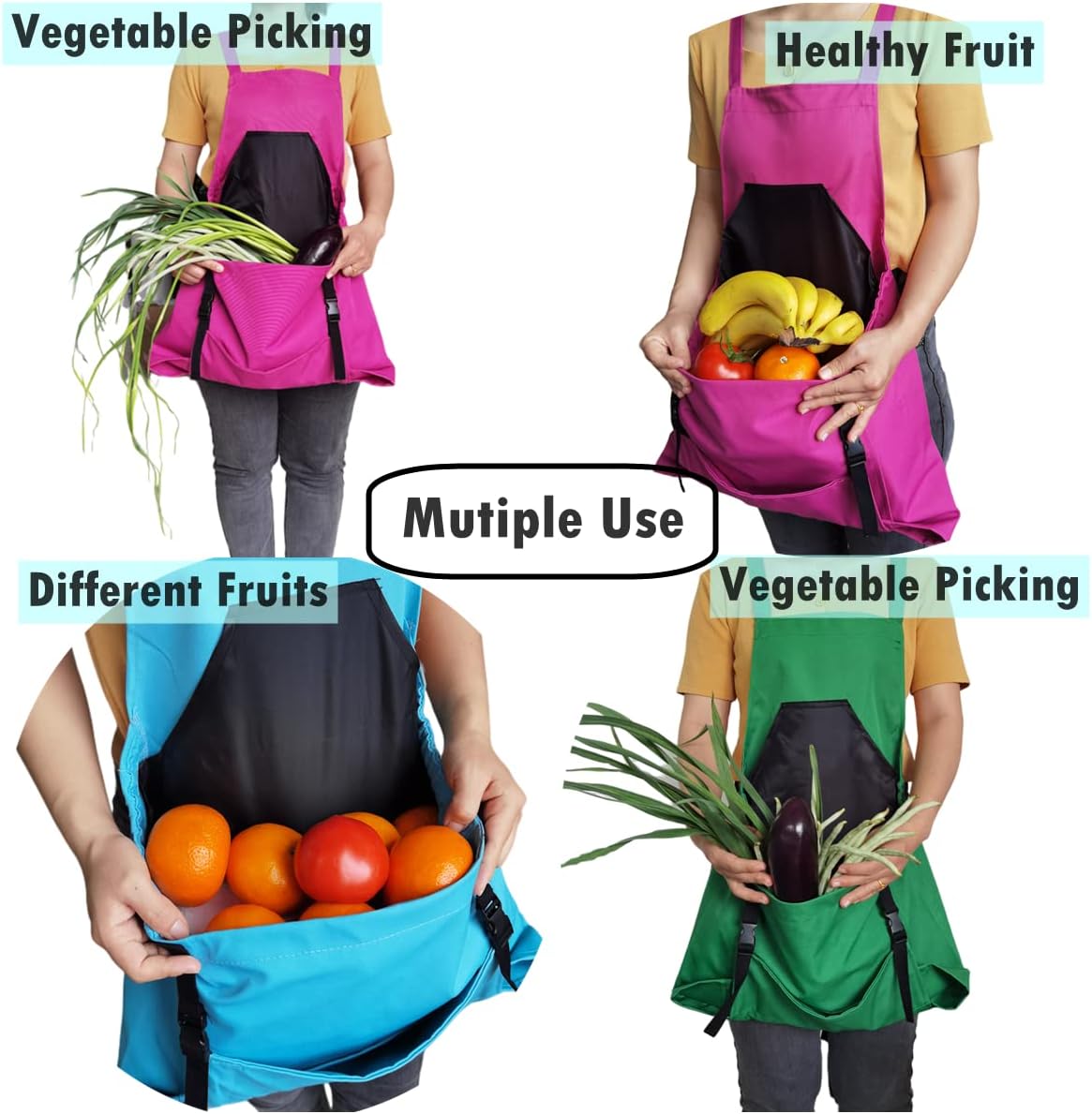 Taoke Waterproof Oxford Gardening Apron with Pockets, with Adjustable Strap and Pocket for Harvesting, Gift for Women/Men