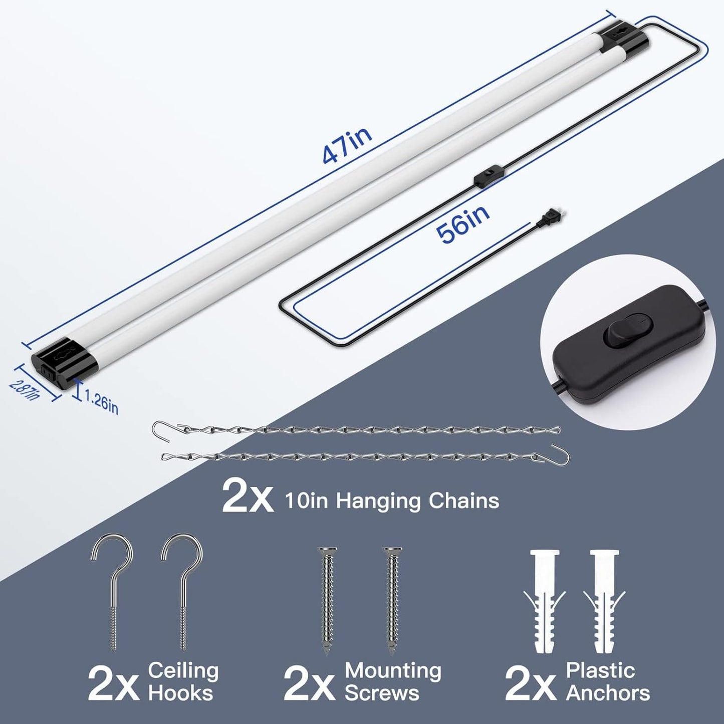Bbounder 10 Pack Linkable LED Utility Shop Light, 4400 LM, 6500K Cool 