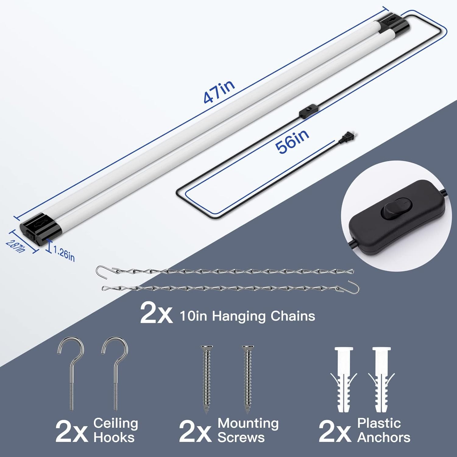 Bbounder 10 Pack Linkable LED Utility Shop Light, 4400 LM, 6500K Cool 