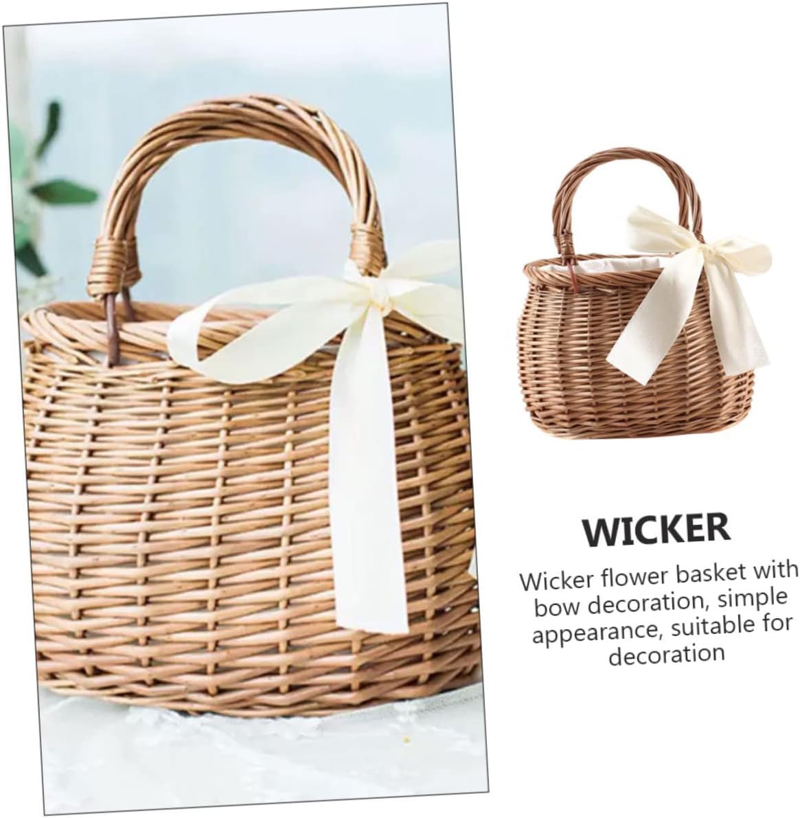 Gadpiparty Hand-Woven Willow Flower Basket with Handle 7.48X5.90X4.72 