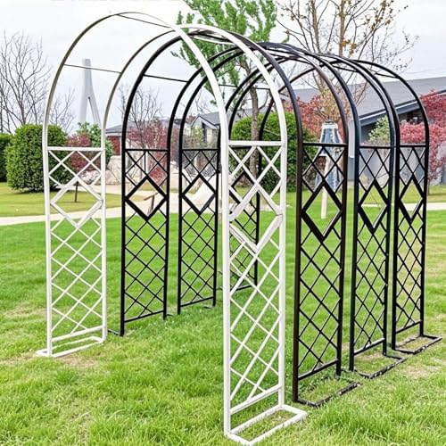 Outdoor Metal Garden Arch Trellis for Climbing Plants, 7.5ft Pergola Arbor Stand for Wedding & Party Decoration, Durable Brown Finish, Perfect for Outdoor Events