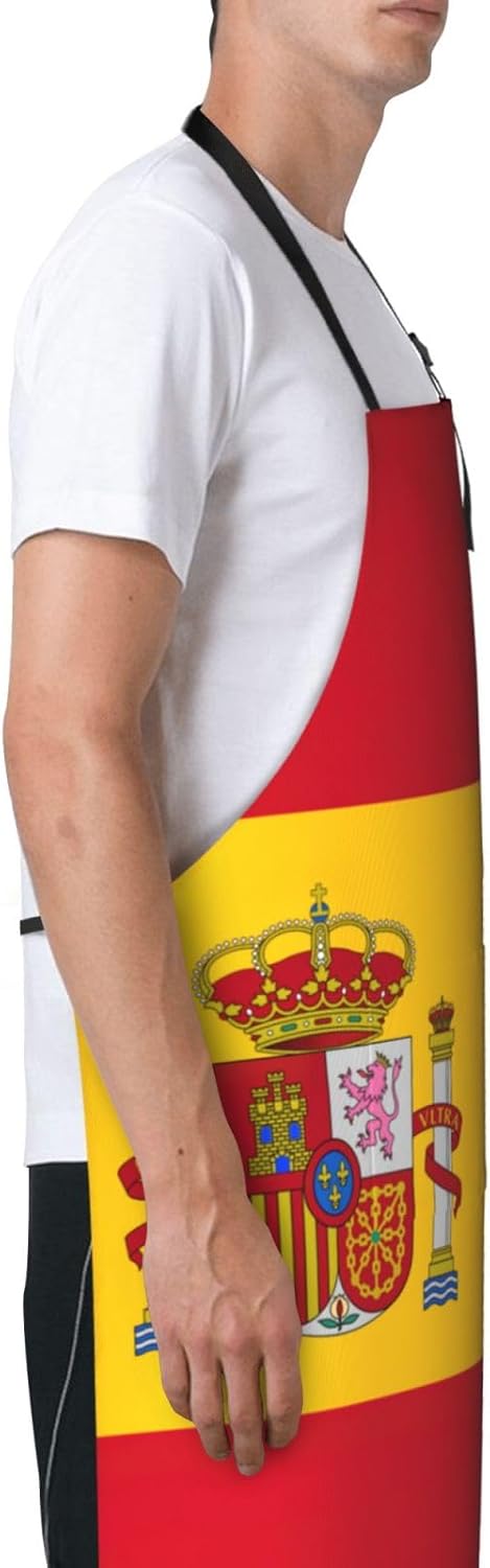 Spanish flag print Waterproof chef's apron with pocket apron for kitch